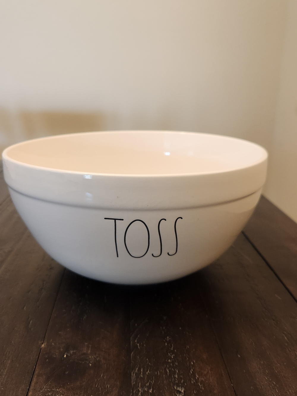 Rae Dunn TOSS Ceramic Mixing Salad Bowl White